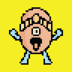 Pixel Art Oni Ghost Icon, Japanese Demon Design