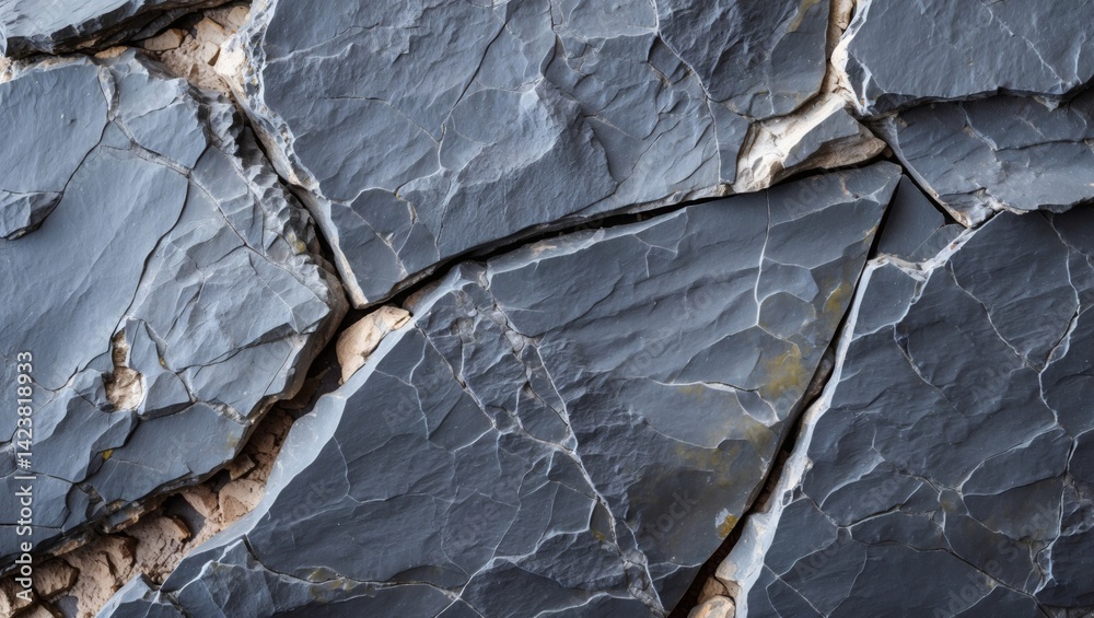 Poster a detailed close-up of textured rock formations featuring cracks and fissures