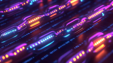 Naklejka premium Abstract glowing chain links on digital background