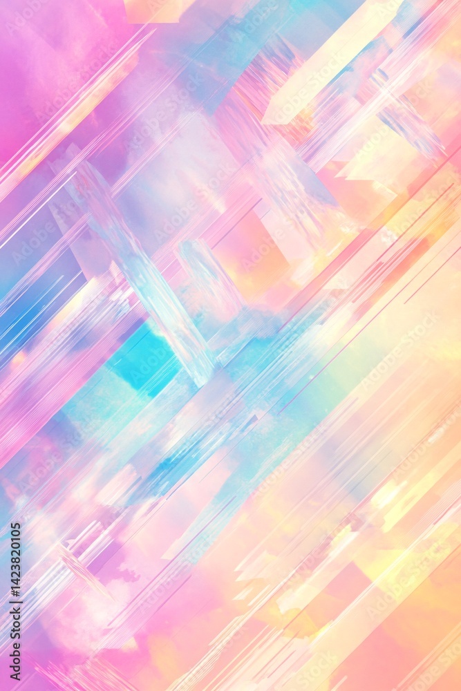 Poster Abstract pastel background with geometric shapes creating dynamic composition