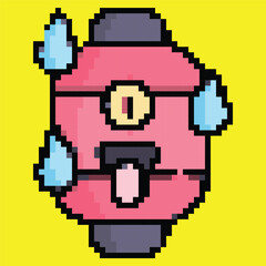Pixel Art Oni Ghost Icon, Japanese Demon Design