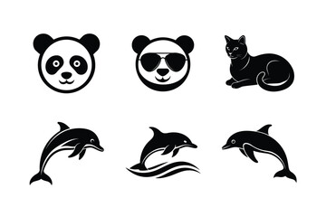 set of black silhouettes of animals