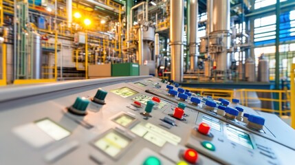 Digital control panel overseeing the operation of automated machinery in a modern industrial facility