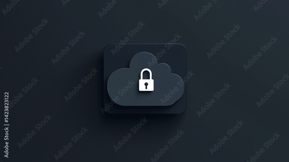 Poster secure cloud storage digital icon dark theme modern design protected data privacy symbol technology 