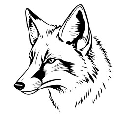 Fox head vector art, angular style with modern edges and thick outlines.