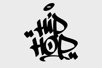 Graffiti tag text “Hip Hop” in bold street art style. Hand-drawn vector lettering with dynamic flow and urban energy. Isolated on white background, perfect for design, print, or digital media.