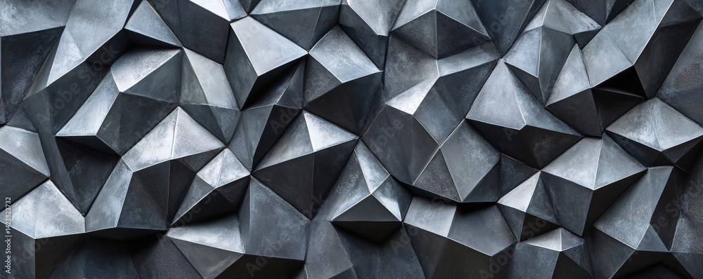 Poster dark geometric background forming a relief with triangles