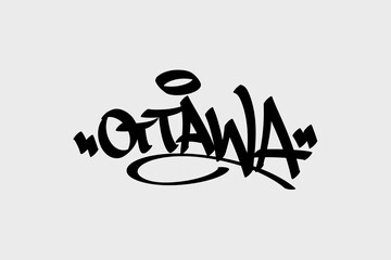 Ottawa graffiti tag in bold street art vector style. Urban lettering on white background, great for Canadian themes, city-based artwork, travel graphics, and modern digital designs.