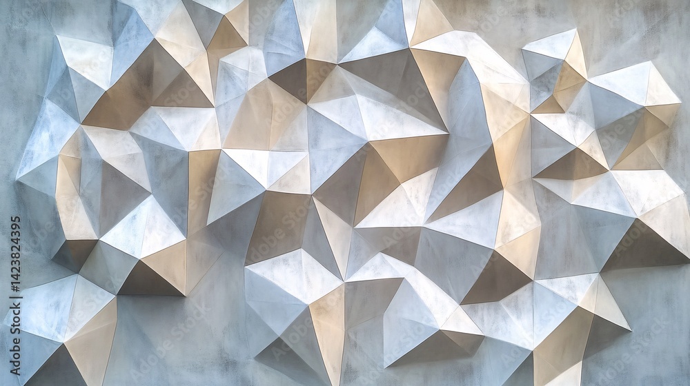Poster concrete wall forming a random pattern of irregular polygonal shapes