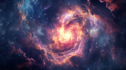 A colorful nebula composed of gas and stars in the universe