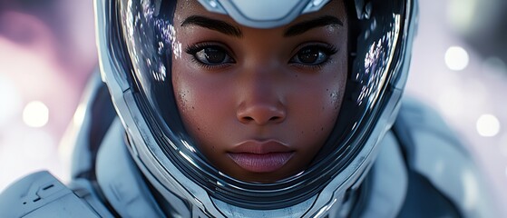 Astronaut Woman in Futuristic Spacesuit