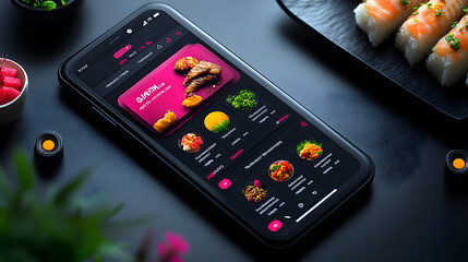 Mobile food delivery app UI design with vibrant interface and modern usability, ideal for service promotion