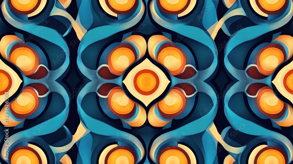 Poster Seamless abstract pattern featuring a kaleidoscope of colors and shapes