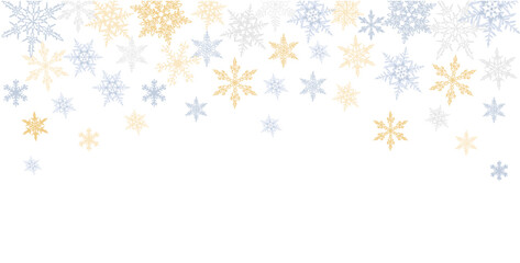 Winter seamless snowflakes Border vector illustration isolated on white background