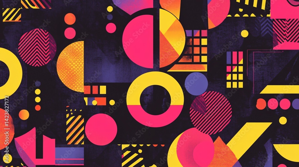 Poster colorful geometric shapes forming modern abstract background design