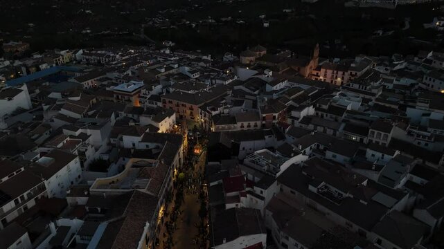 Semana Santa en Priego de C&oacute;rdoba. Pasos en vista de drone.