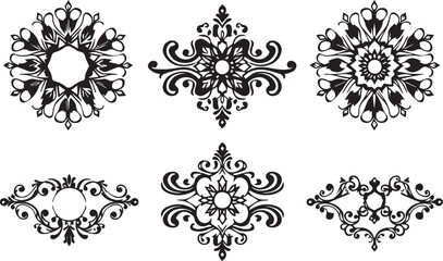 A set of elements, symbols, ornaments, mandalas. Hand drawn vector illustration