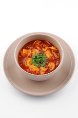 Hot and delicious soup with spices