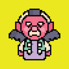 Pixel Art Oni Ghost Icon, Japanese Demon Design