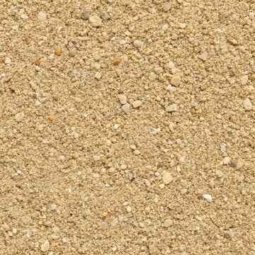 Close-up of a sandy surface scattered with small rocks, showcasing texture and natural elements