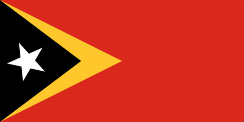 The flag of East Timor with precise proportions and authentic colors. Vector illustration.