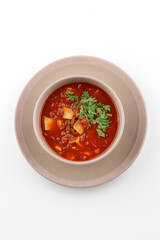 Hot and delicious soup with spices