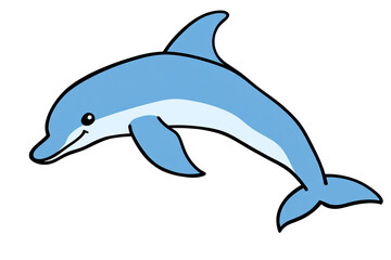 Fototapeta premium Cartoon Dolphin Illustration Swimming in Blue Sea Isolated on Transparent Background