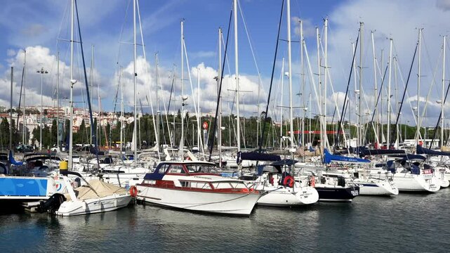 Lisbon, Portugal - October 30, 2024: The Bom Sucesso Dock (Doca do Bom Sucesso)