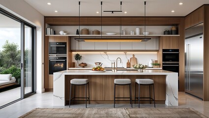 Clean open spaces with a touch of modern luxury in the kitchen