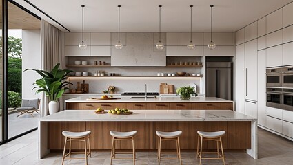 Clean open spaces with a touch of modern luxury in the kitchen