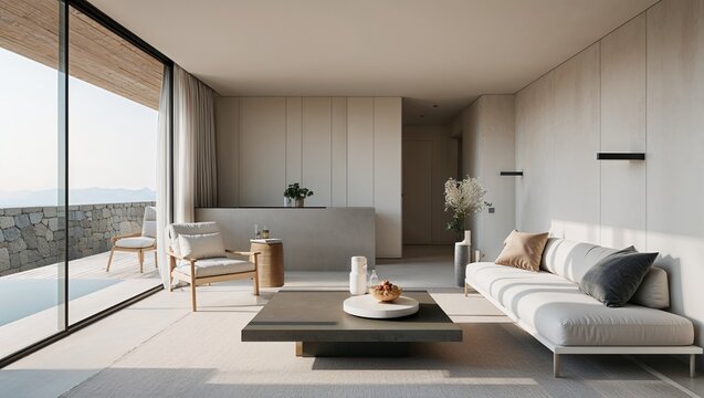 Clean surfaces and minimal furnishings provide a calm restful retreat