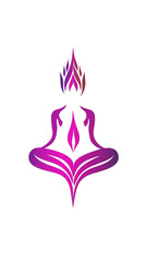 Obraz premium Abstract Illustration of a Yoga Silhouette in Purple on a Black Background
