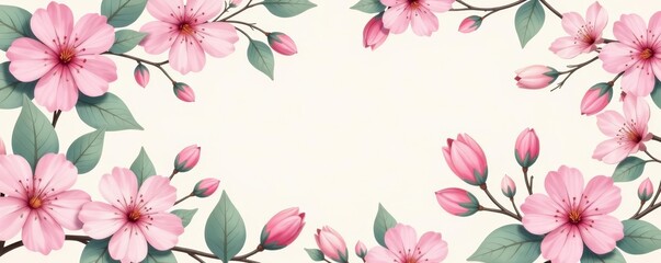 Fototapeta premium Elegant pastel floral pattern with delicate leaves and blossoms, leaves, elegant, pastel