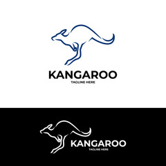 vector kangaroo abstract line shape logo design