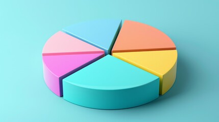 Obraz premium Lightweight D pie chart with thin borders and soft hues, crafted for presentation clarity