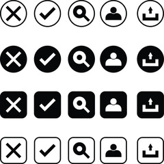 media player icons set illustration silhouette design