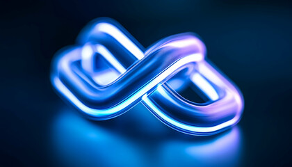 Fototapeta premium Glowing blue infinity loop, abstract 3D rendering