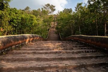 Access stairs to Wat Phousalao temple near Pakse, Laos, Champasak