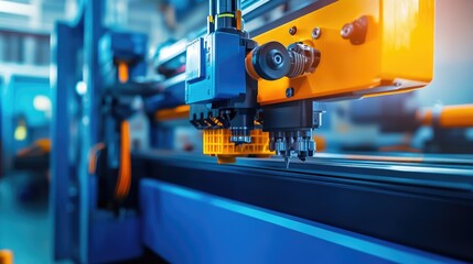 Fototapeta premium Manufacturing process involving an injection molding machine producing plastic parts in bulk