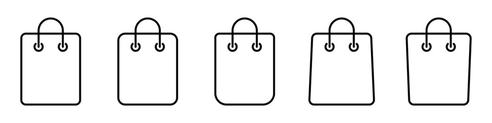 Paper bag line icon. Shopping bag icon.