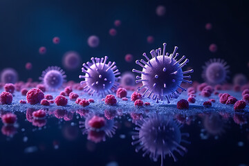 Close-up of viral infections and their effects on health laboratories in digital environments