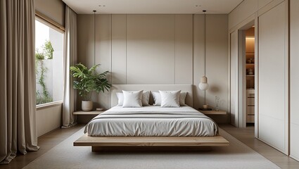 This minimalist bed is designed for a peaceful restful retreat