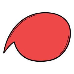 Hand drawn cartoon empty red speech bubble on white background.