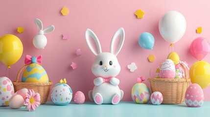Obraz premium easter bunny with eggs