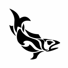 illustration design abstract tribal art tattoo salmon fish. suitable for elements design