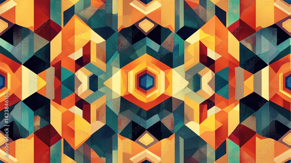 Poster Abstract geometric pattern showing colorful mosaic design