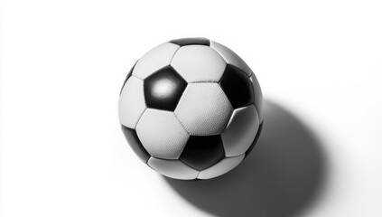 Fototapeta premium Classic Black and White Soccer Ball: A Detailed Look at the Design, Construction and Gameplay of this Popular Sports Equipment.