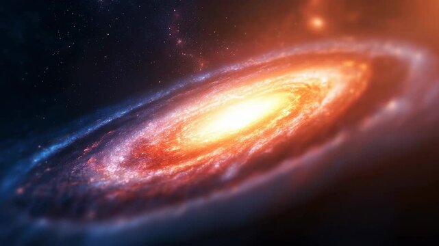 Exploration of the vibrant spiral galaxy with glowing core and stellar formations in deep space