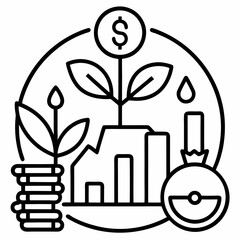 Investment icon set. Containing investor, mutual fund, asset, risk management, economy, financial gain, interest and stock icons