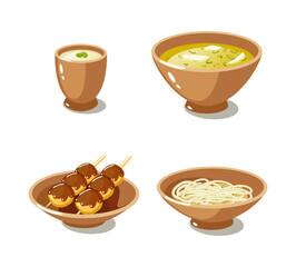 Sushi Stickers Hand Drawn Doodle Coloring Vector